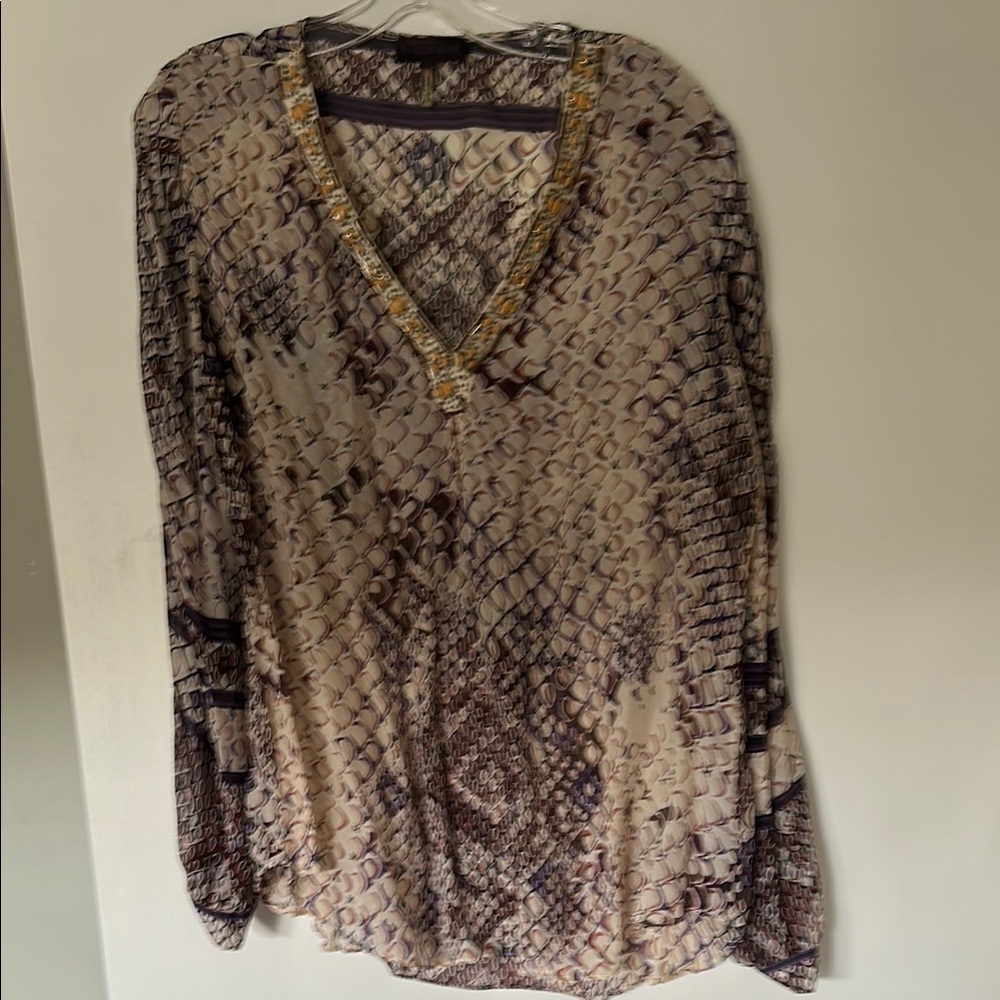 Elegant Snake Print V-Neck Women's Top